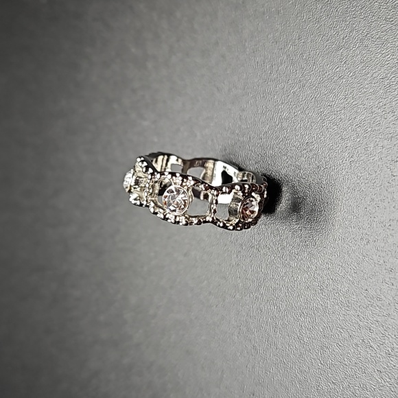 Y2K Sterling Silver Ring Size 7 Marked 925 with Rhinestones - Picture 5 of 6